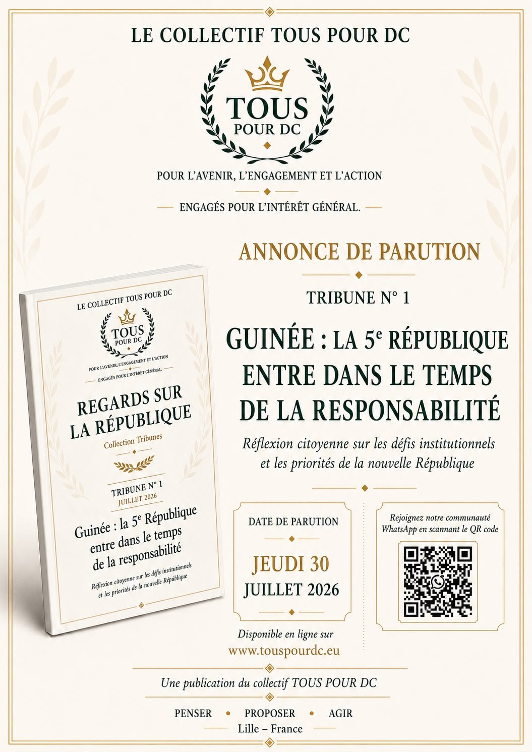 Parution de la Tribune N°1 — Guinée : la 5ᵉ République entre dans le temps de la responsabilité